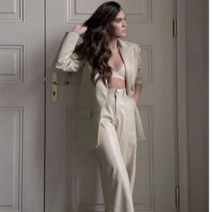 Zara Faux Leather Menswear Style Blazer